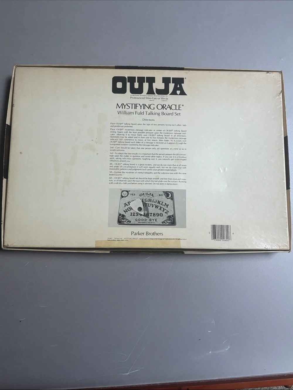 Vintage 1972 Ouija Mystifying Oracle Board Game Parker Brothers William Fold Set